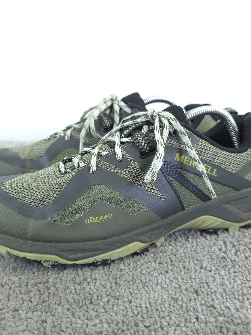 Merrell MQM Flex 2 Mens Size 10.5 Hiking Shoes Low Top Green Sneakers NO INSOLES